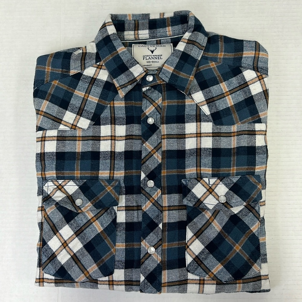 Cactus Man Long Sleeve Plaid Snap Closure Flannel Shirt Size Small